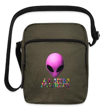 Neon Alien Word Mosaic - Upright Crossbody Bag - olive - Front