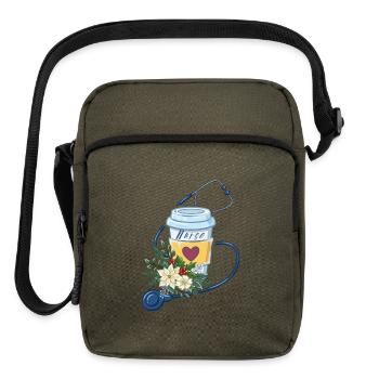 Nurse Coffee Stethoscope Design – Winter - Upright Crossbody Bag - olive - Front