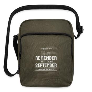 911 Never Forget 2026 Grunge American Flag Overlay - Upright Crossbody Bag - olive - Front