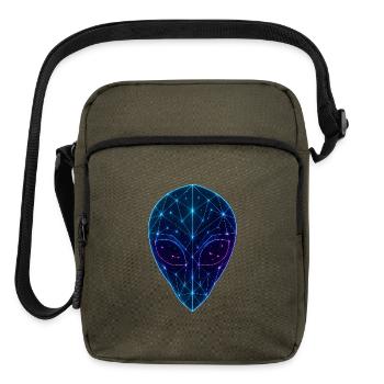 Neon Geometric Alien Face - Upright Crossbody Bag - olive - Front