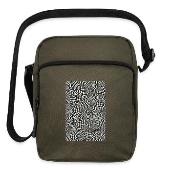 Hypnotic Black White Warp - Upright Crossbody Bag - olive - Front