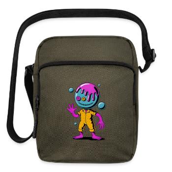 Neon Drip Alien in Yellow Suit - Upright Crossbody Bag - olive - Front