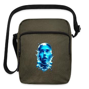 Futuristic Water-Alien Portrait - Upright Crossbody Bag - olive - Front