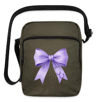 Lavender Bow Stethoscope - Upright Crossbody Bag - olive - Front