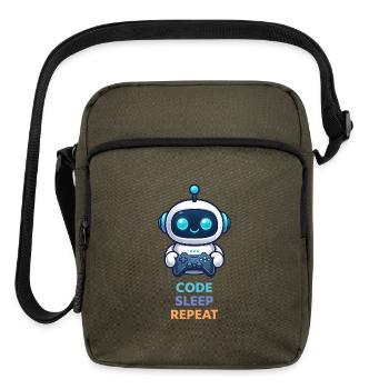 Code Sleep Repeat – Cute Geek Robot - Upright Crossbody Bag - olive - Front