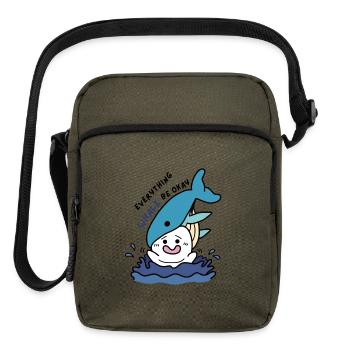 Everything Whale Be Okay - Funny Whale Pun Doodle - Upright Crossbody Bag - olive - Front