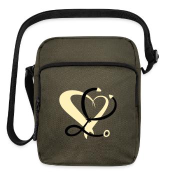 Stethoscope & Heart Drawing. Nurse / doctor. - Upright Crossbody Bag - olive - Front