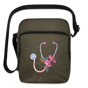 Floral Stethoscope - Upright Crossbody Bag - olive - Front