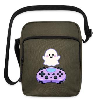 Cute Gamer Ghost with Controller - Upright Crossbody Bag - olive - Front