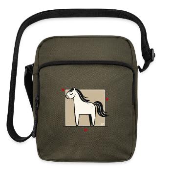 I Love My Horse – Cute Cartoon Design - Upright Crossbody Bag - olive - Front