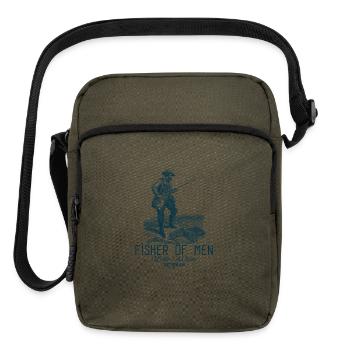 Fisher of Men – Vintage Christian Fishing Shirt - Upright Crossbody Bag - olive - Front