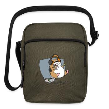 Funny Guinea Pig Gamer Eating Ramen Noodles Cute - Upright Crossbody Bag - olive - Front