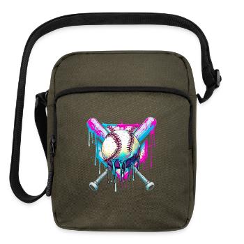 Neon Baseball Graffiti Splash - Upright Crossbody Bag - olive - Front