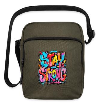 Stay Strong Graffiti Burst - Upright Crossbody Bag - olive - Front