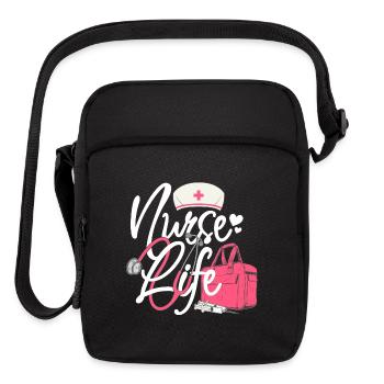 Nurse Life Pink Stethoscope - Upright Crossbody Bag - black - Front