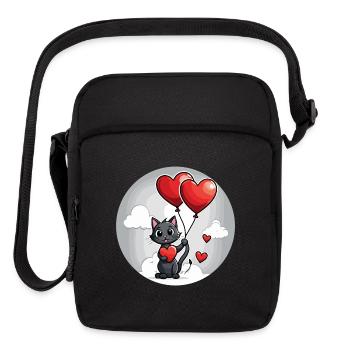 Cat Heart - Valentine's Day - Upright Crossbody Bag - black - Front