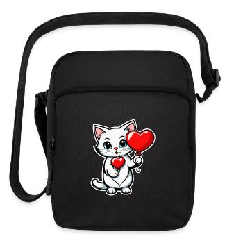 Cat Heart - Valentine's Day - Upright Crossbody Bag - black - Front