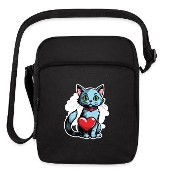 Cat Heart - Valentine's Day - Upright Crossbody Bag - black - Front
