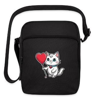 Cat Heart - Valentine's Day - Upright Crossbody Bag - black - Front