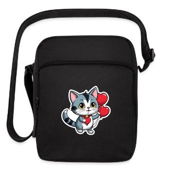 Cat Heart - Valentine's Day - Upright Crossbody Bag - black - Front