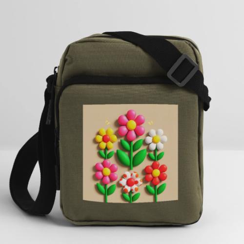 3D Flowers and Butterflies in Amber, Floral Design - Upright Crossbody Bag
