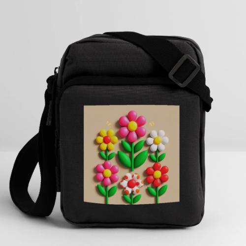 3D Flowers and Butterflies in Amber, Floral Design - Upright Crossbody Bag