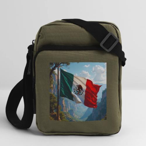 Mexican Flag in Mountain Nature Landscape - Upright Crossbody Bag