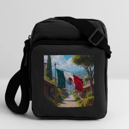 Mexican flag surrounded by nature and magic town - Upright Crossbody Bag