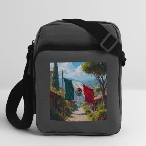 Mexican flag surrounded by nature and magic town - Upright Crossbody Bag