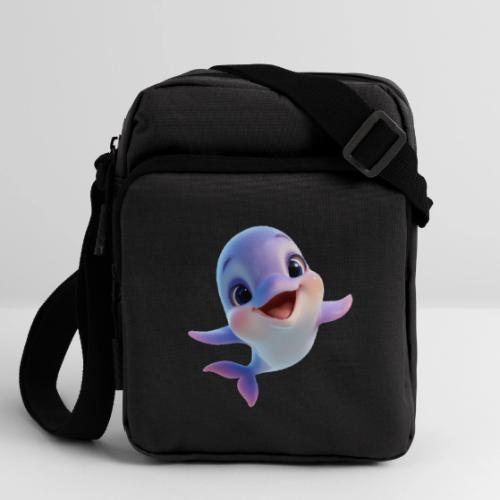 Purple-White Smiling Baby Dolphin - Upright Crossbody Bag