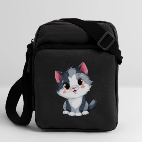 Sweet Sitting Kitten Cartoon Smiling - Upright Crossbody Bag