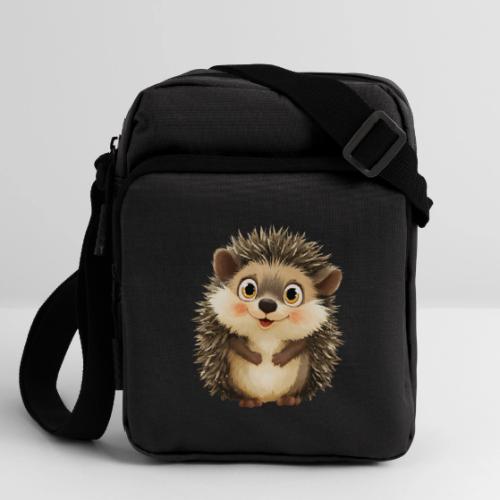 Smiling Cartoon Hedgehog with Joyful Expression - Upright Crossbody Bag