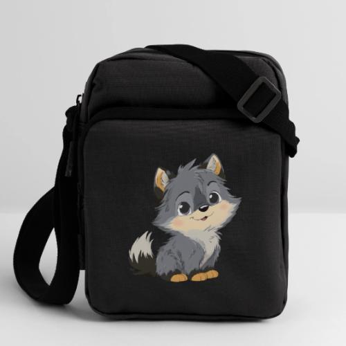 Cute Cartoon Baby Wolf with Innocent Eyes - Upright Crossbody Bag