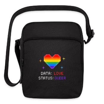 Data: Love | Status: Queer – Pixel Heart Pride - Upright Crossbody Bag - black - Front