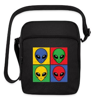 Aliens Pop-Art Popart Vintage Alien Heads Faces - Upright Crossbody Bag - black - Front