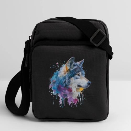 Splash-Art Wolf Head - Upright Crossbody Bag