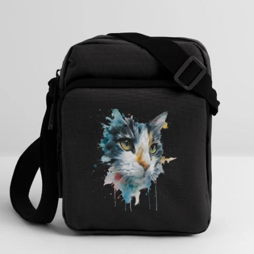 Watercolor cat face - Upright Crossbody Bag