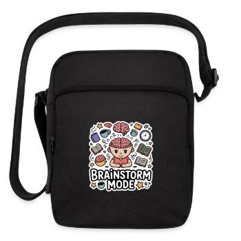 Brainstorm Mode Cartoon- Overthinking Design - Upright Crossbody Bag - black - Front