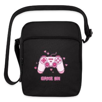 Cute Pink Kawaii Game Controller with Hearts - Upright Crossbody Bag - black - Front