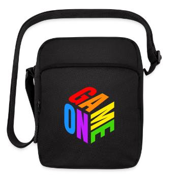GAME ON 3D Isometric Cube | Colorful Retro Rainbow - Upright Crossbody Bag - black - Front