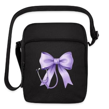 Purple Medical Bow Stethoscope - Upright Crossbody Bag - black - Front