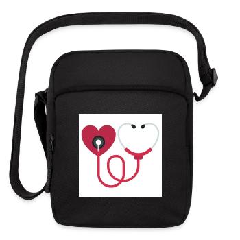 Cute Stethoscope Nurse Life Heart - Upright Crossbody Bag - black - Front