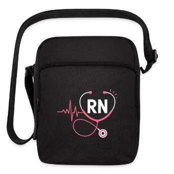 Nurse RN Heartbeat Stethoscope - Upright Crossbody Bag - black - Front