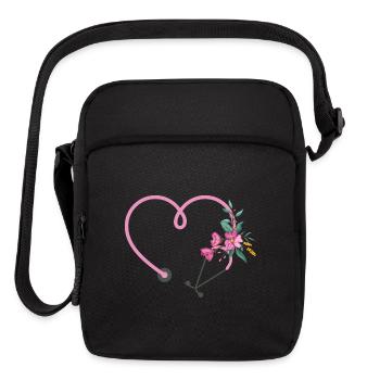 Floral Stethoscope - Upright Crossbody Bag - black - Front