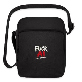 Anti AI Graphic T-Shirt | Rebellious Tech Protest  - Upright Crossbody Bag - black - Front