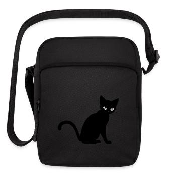 Cute Black Cat Silhouette - Upright Crossbody Bag - black - Front