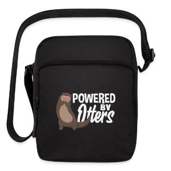 Powered By Sea Otter Cartoon - Upright Crossbody Bag - black - Front