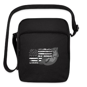 Sea Otter Cartoon American - Upright Crossbody Bag - black - Front