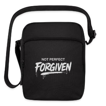 Not Perfect, Forgiven | Christian Faith Statement  - Upright Crossbody Bag - black - Front