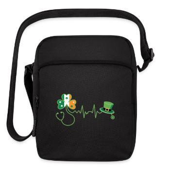 Stethoscope Shamrock Heartbeat - Upright Crossbody Bag - black - Front